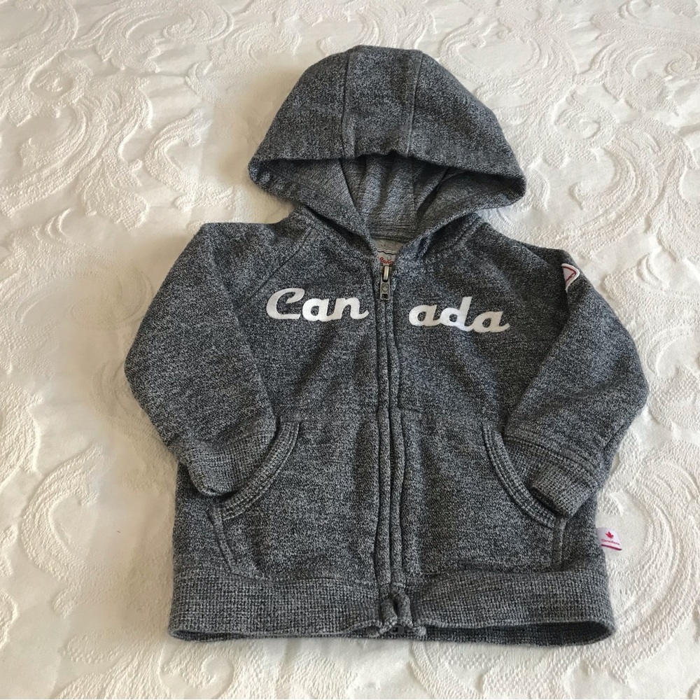 CANADIANA Kids Gray Full Zip Pockets Hoodie 12 - 18 Months